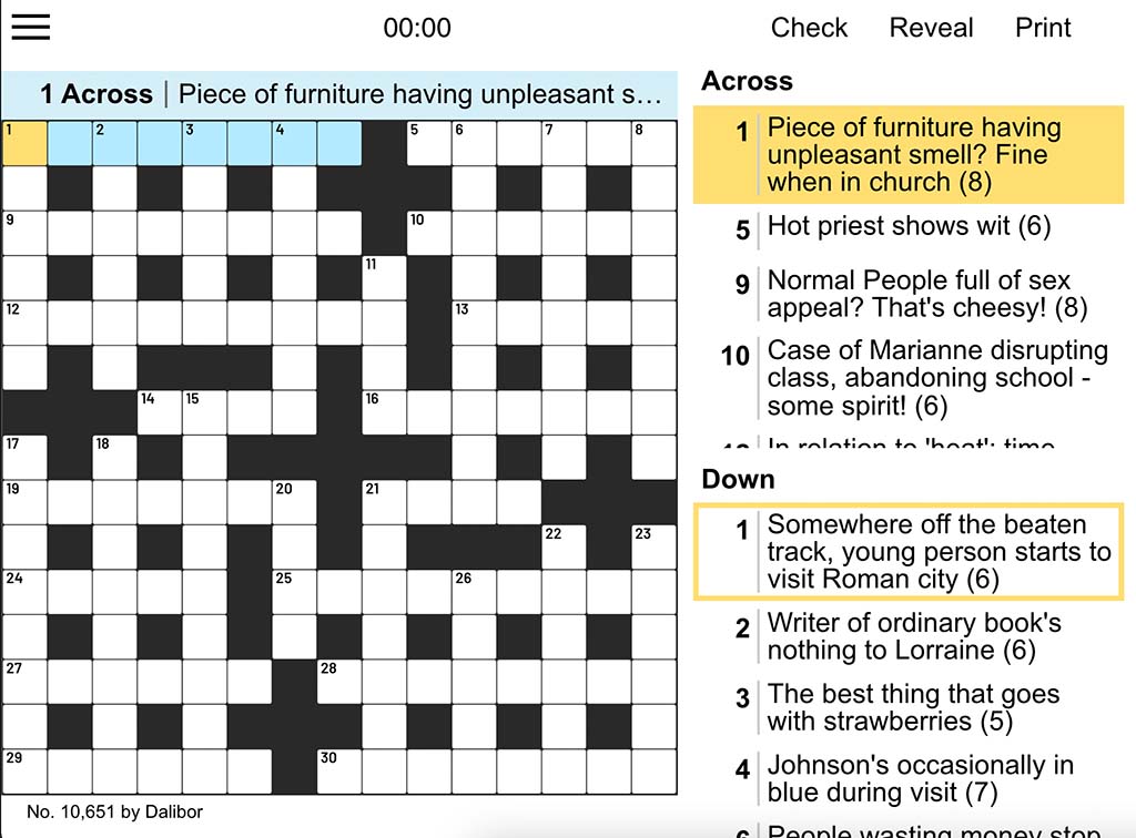 Independent Free Interactive Crossword Puzzle