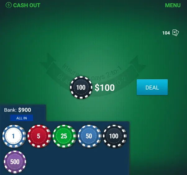 A screenshot of an online Blackjack game in progress