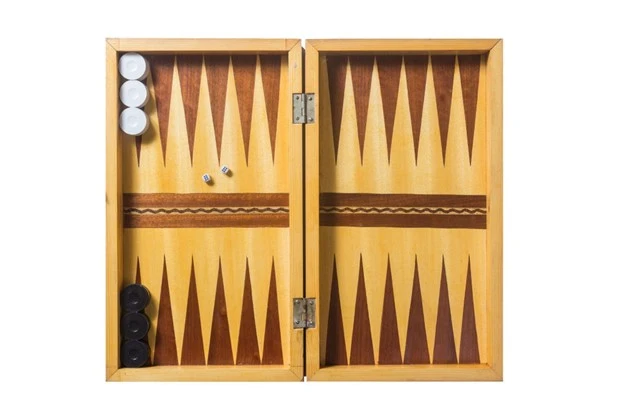 A backgammon board.