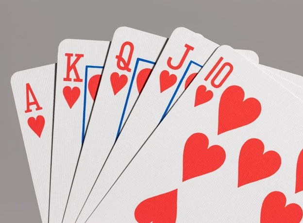 A hand of playing cards from the suit of hearts.