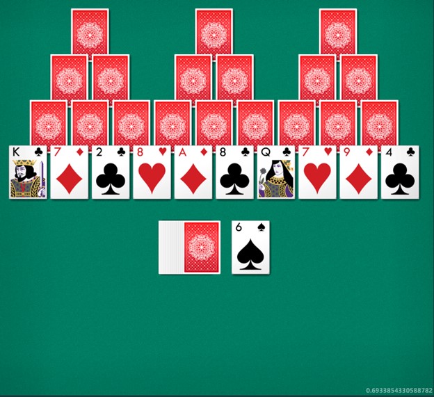 Learning how to play Tripeaks Solitaire means familiarizing oneself with the famous 'three peaks’ card layout as depicted on the screen.