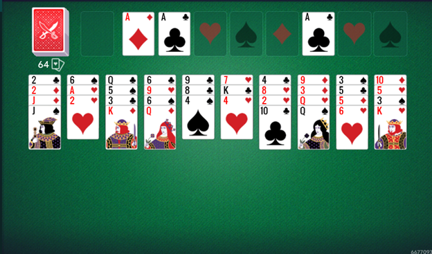 Solitaire foundation piles always start with an Ace, as depicted here.