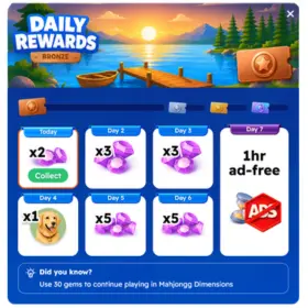  Screen of signed in player with rewards that are ready to collect