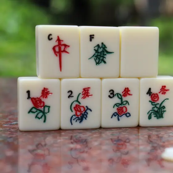 A closeup of mahjong tiles