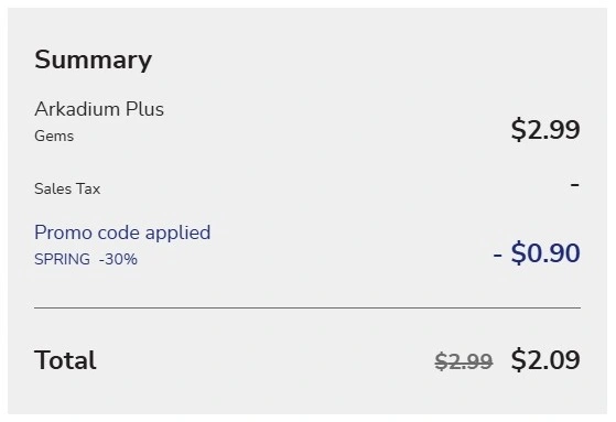 Checkout summary with discount