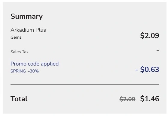 Checkout summary with discount