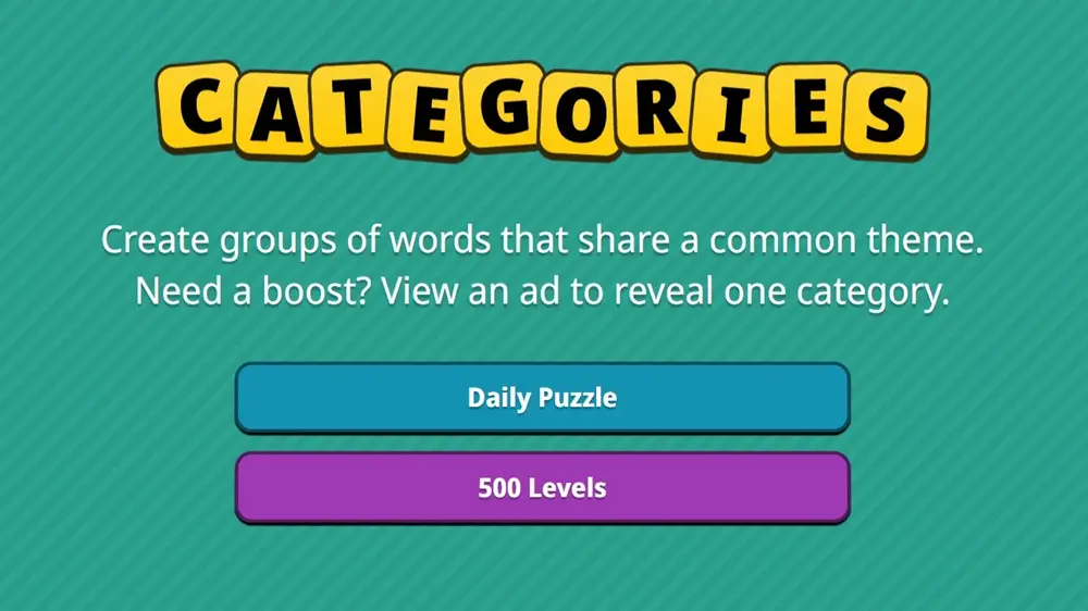 Categories in-game screen