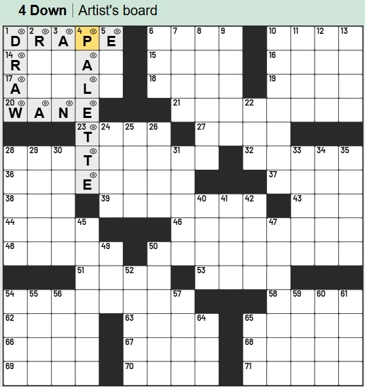 A screenshot of a game of The Daily Crossword in progress 