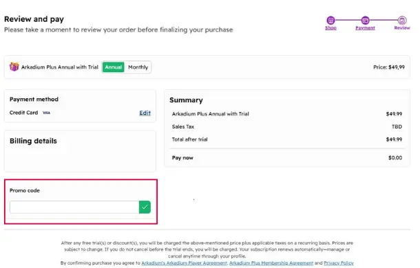 A screenshot of the checkout process with the Promo Code field highlighted