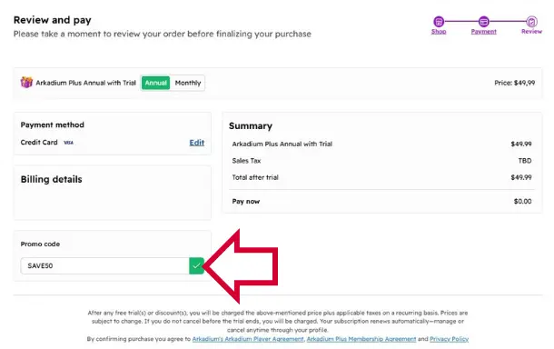 A screenshot of the checkout process with the Promo Code field highlighted