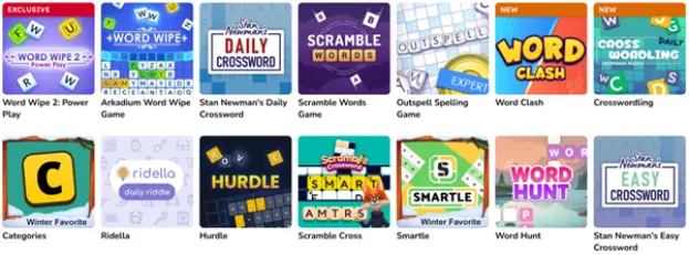 A snapshot of Arkadium’s Word Game category