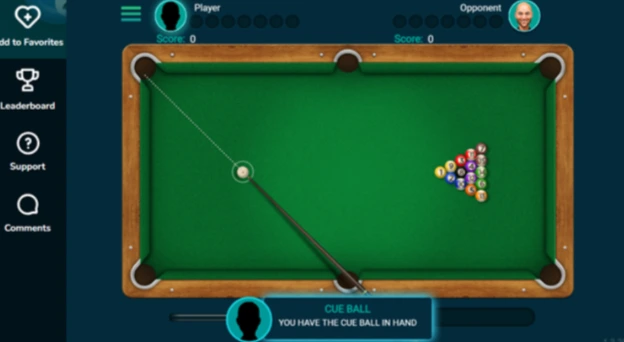 A screenshot of an online pool game
