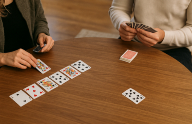 People playing a card game together