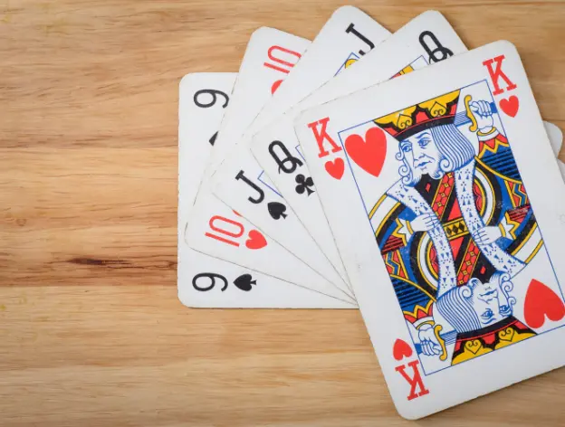 A closeup of playing cards