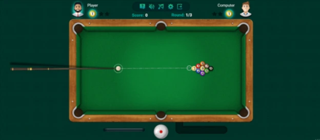 A screenshot of two people playing pool together
