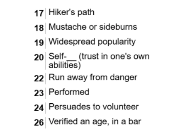 Example of words in Arkadium’s crossword puzzle