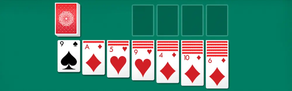 A close up of a game of Arkadium’s Classic Solitaire 
