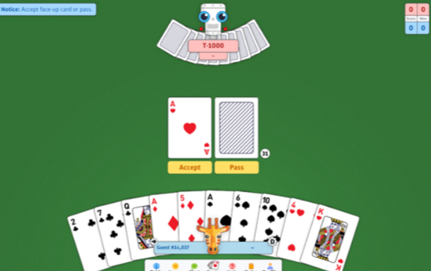 Set up of a game with 4 people playing
