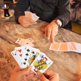 People playing a card game