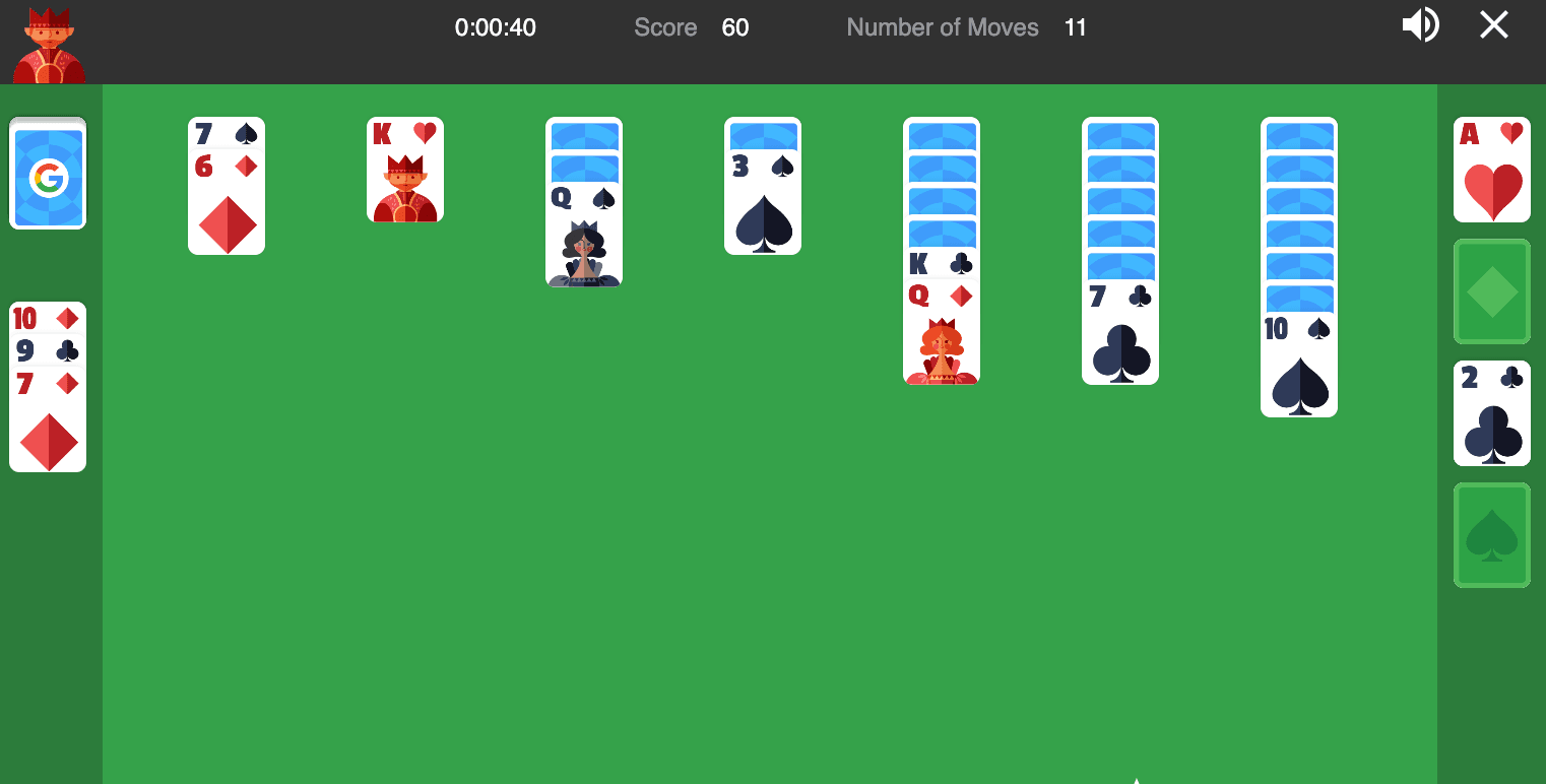 google solitaire game screenshot
