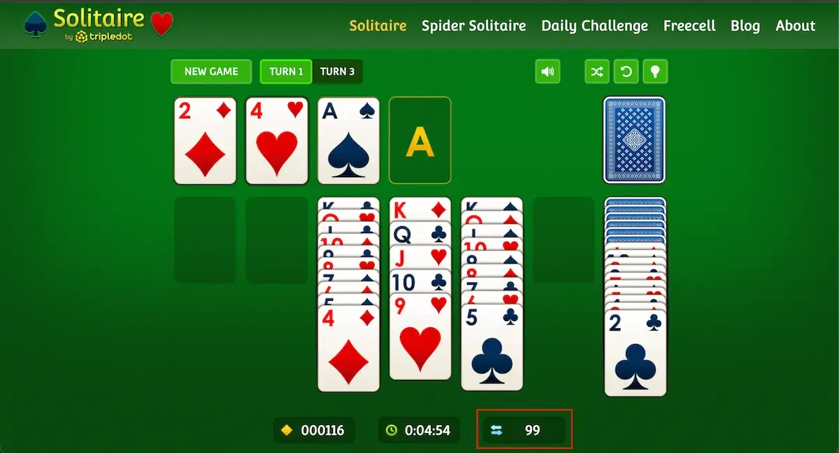 solitaire average move count